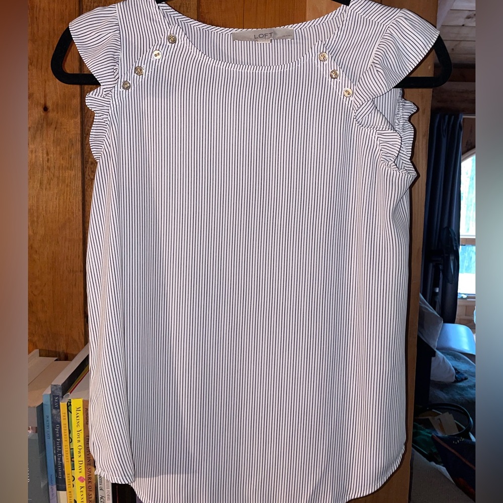 Loft White striped Blouse